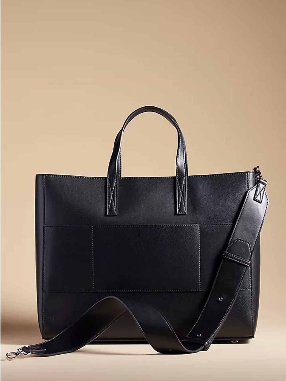 CALPAK Haven 16” Laptop Tote Black Vegan Leather Work Travel Bag